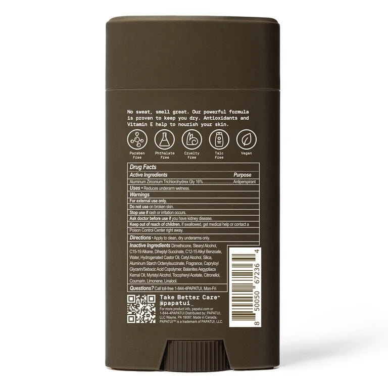 Papatui Triple Action Complex Men's 48-Hour Antiperspirant and Deodorant, Sandalwood Suede, 2.6 oz