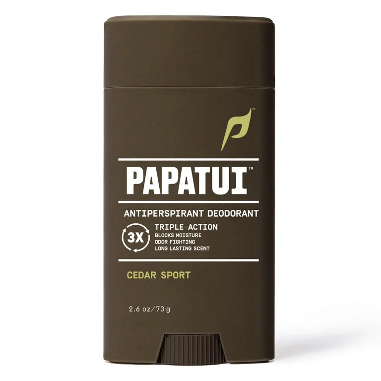 Papatui, Men's Antiperspirant Deodorant, Solid, Cedar Sport, 48-Hour Protection, Sweat + Odor Control, 2.6 oz, Dermatologist-Tested