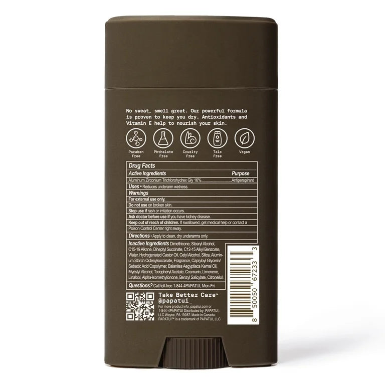 Papatui, Men's Antiperspirant Deodorant, Solid, Cedar Sport, 48-Hour Protection, Sweat + Odor Control, 2.6 oz, Dermatologist-Tested
