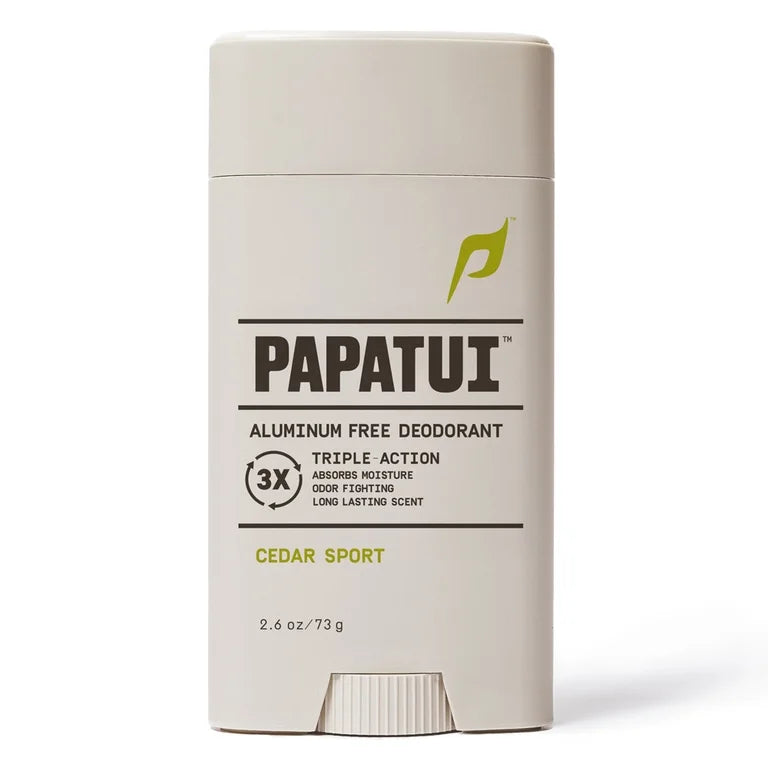 Papatui, Men's Solid Deodorant, Cedar Sport, 48-Hour Odor Protection, 2.6oz, Aluminum-Free, Dermatologist-Tested