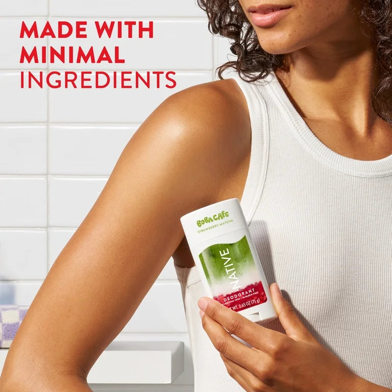 Native Deodorant, Aluminum Free, Limited Edition Strawberry Matcha, for Women and Men, 2.65 oz