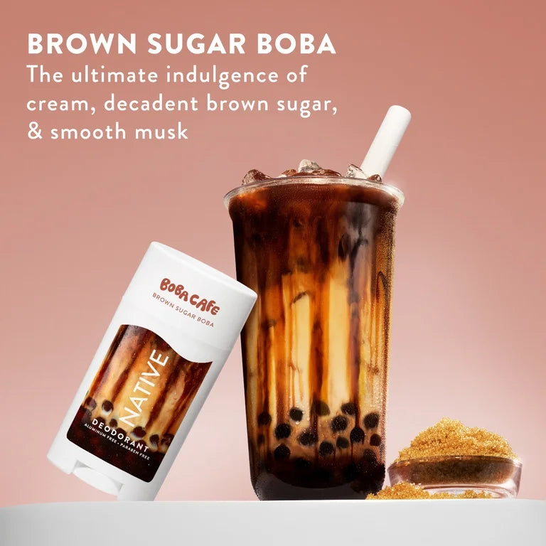 Native Deodorant, Aluminum Free, Limited Edition Brown Sugar Boba, for Women and Men, 2.65 oz