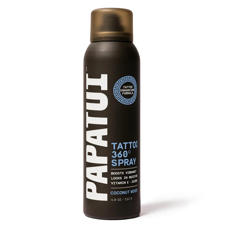 Papatui Men's Enhancing Tattoo Spray, Coconut Woods, 4 oz, 360-Degree Application