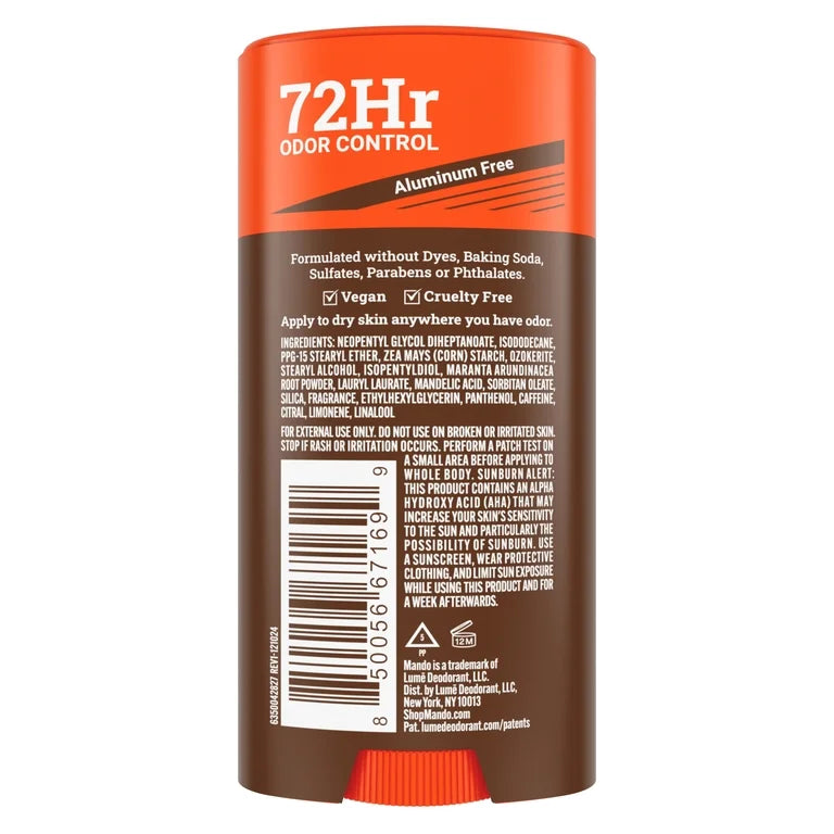 Mando Whole Body Deodorant Stick for Men, Smooth Solid, Aluminum Free, Cedar Grove Scent, 2.6 oz