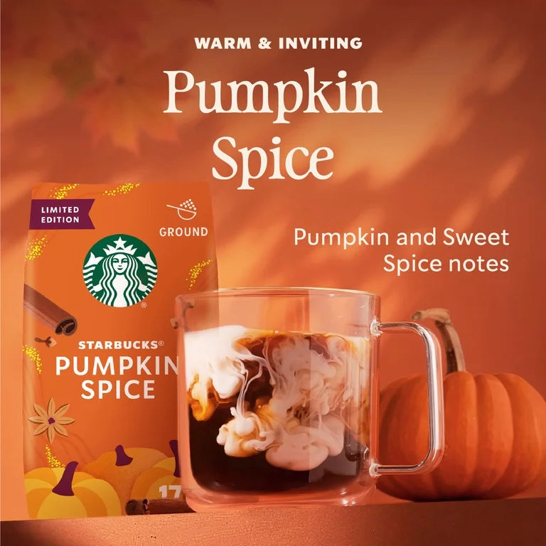 Starbucks Pumpkin Spice, Flavored Ground Coffee, 100% Arabica, Limited Edition, 17 oz