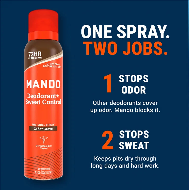 Mando Deodorant plus Extra Strength Sweat Control - Invisible Spray Antiperspirant - Cedar Grove - 4.3oz