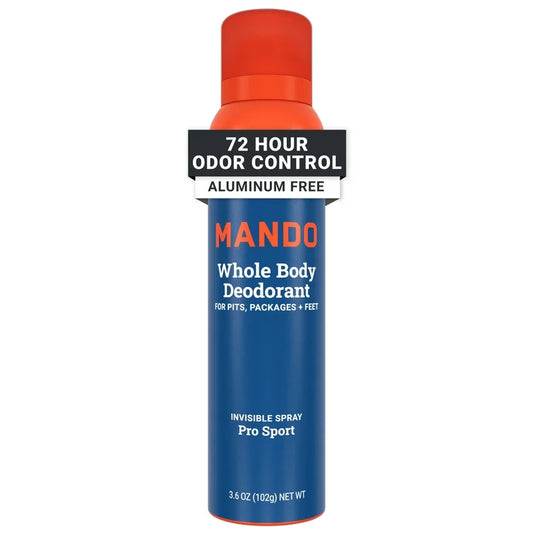 Mando Whole Body Deodorant Spray for Men, Aluminum Free, Pro Sport Scent, 3.6 oz