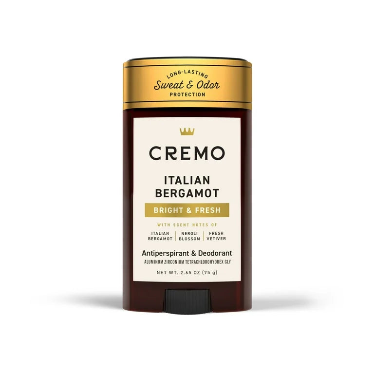Cremo Men's Antiperspirant Deodorant Stick, Italian Bergamot Scent, 2.65 oz