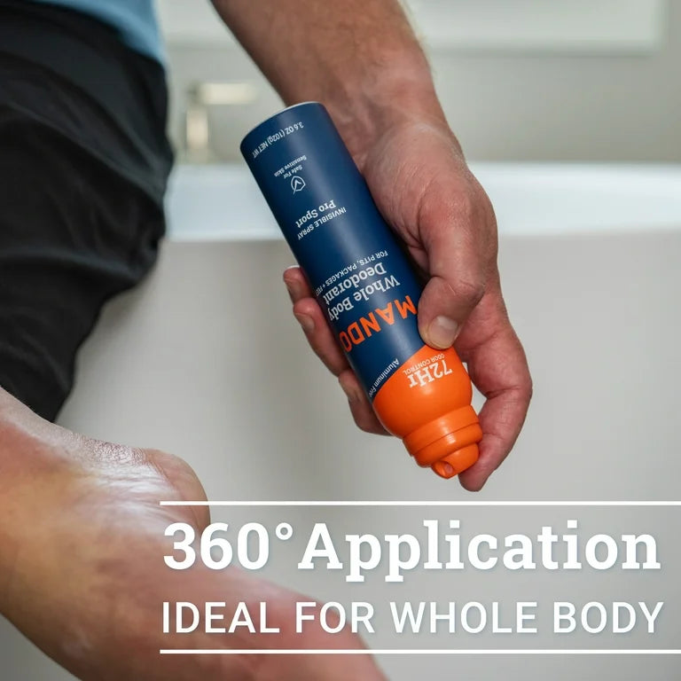 Mando Whole Body Deodorant Spray for Men, Aluminum Free, Pro Sport Scent, 3.6 oz