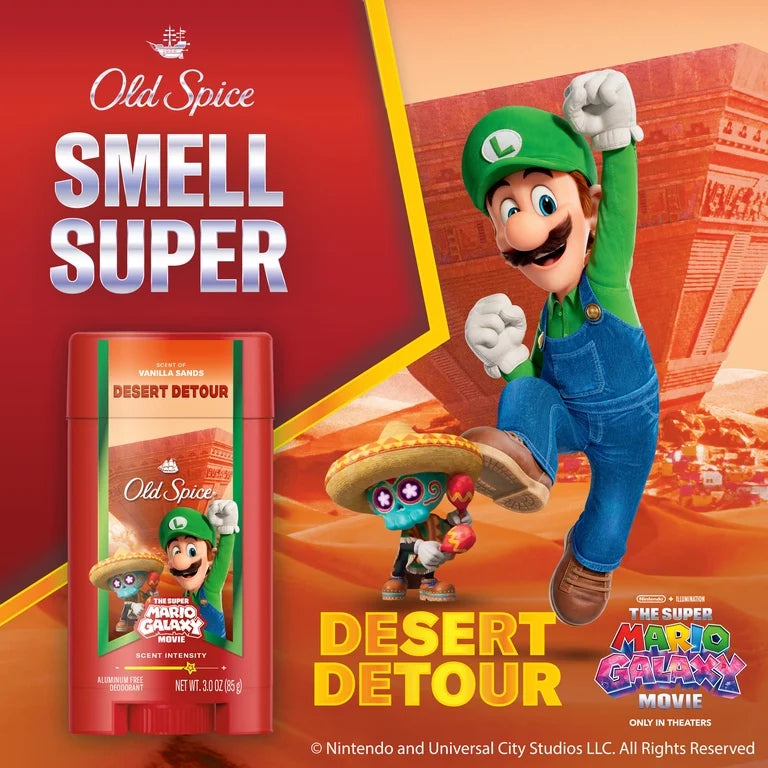 Old Spice Men’s Deodorant Aluminum Free, Desert Detour, Scent of Vanilla Sands, Old Spice x The Super Mario Galaxy Movie, 3.0 oz