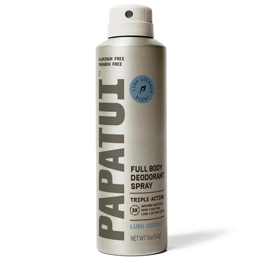 Papatui Full Body Men's Spray Deodorant, Aluminum Free, Lush Coconut, 5 oz