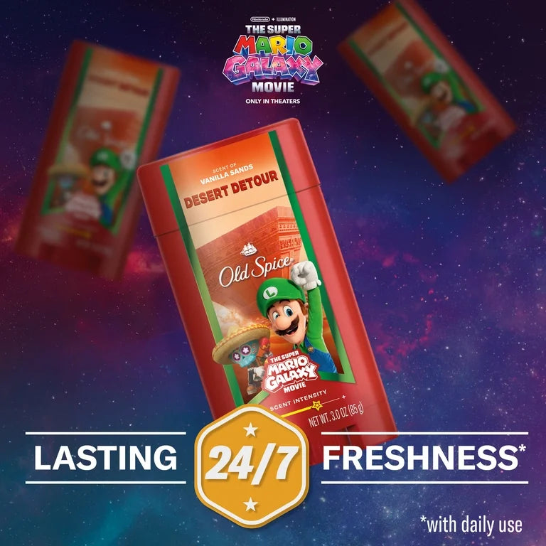 Old Spice Men’s Deodorant Aluminum Free, Desert Detour, Scent of Vanilla Sands, Old Spice x The Super Mario Galaxy Movie, 3.0 oz