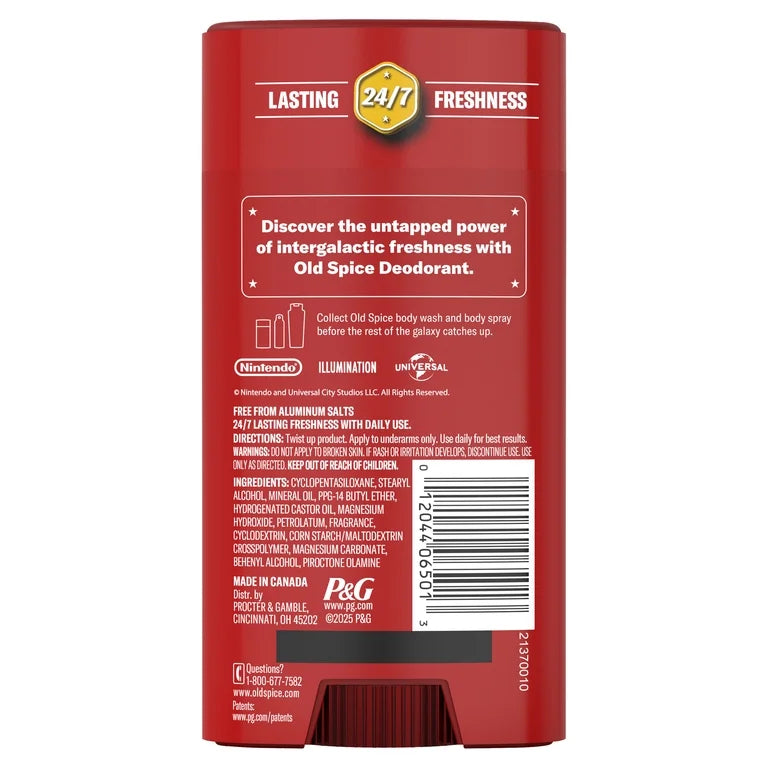 Old Spice Men’s Deodorant Aluminum Free, Desert Detour, Scent of Vanilla Sands, Old Spice x The Super Mario Galaxy Movie, 3.0 oz
