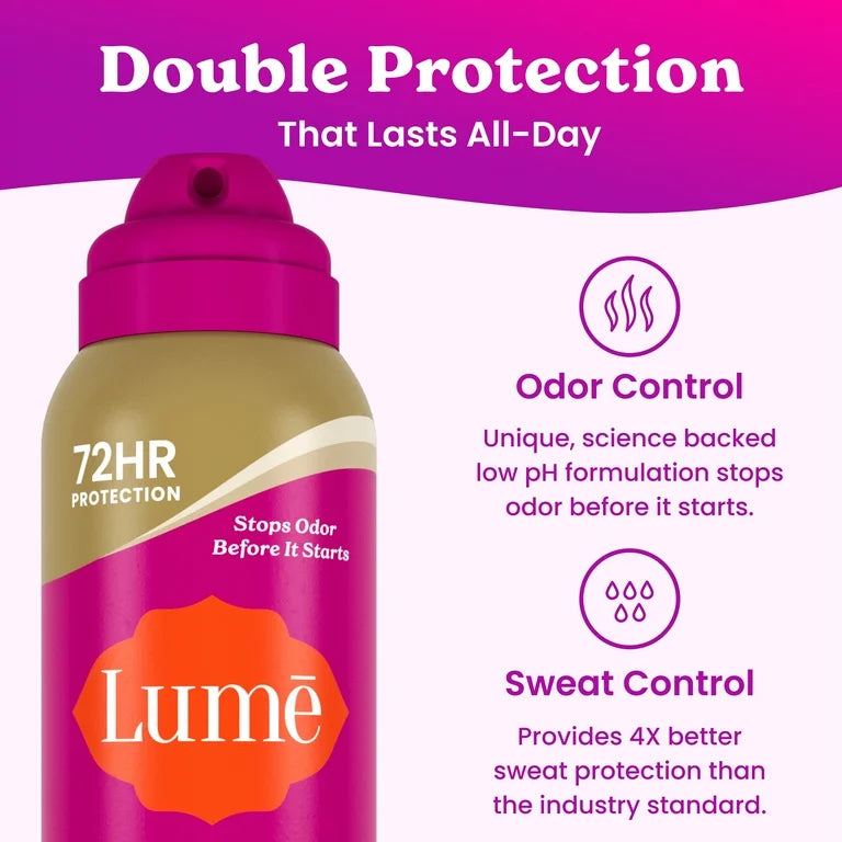 Lume Deodorant Plus Sweat Control - Invisible Spray - Clinical Strength Antiperspirant - Vanilla Bliss - 4.3oz