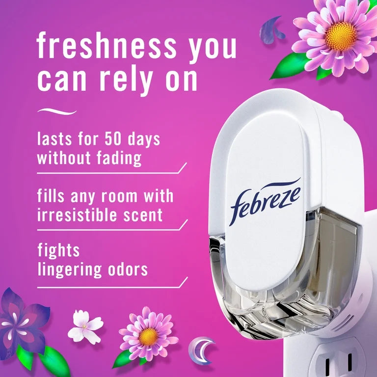 Febreze Plug In Air Freshener, Odor-Fighting Scented Oil Refill, Gain Moonlight Breeze, 3 Refills