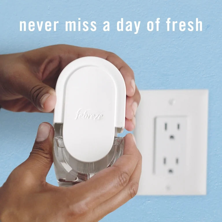 Febreze Plug In Air Freshener, Odor-Fighting Scented Oil Refill, Downy Calm, 3 Refills
