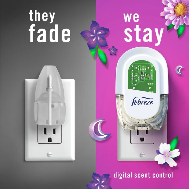 Febreze Plug In Air Freshener, Odor-Fighting Scented Oil Refill, Downy Calm, 3 Refills