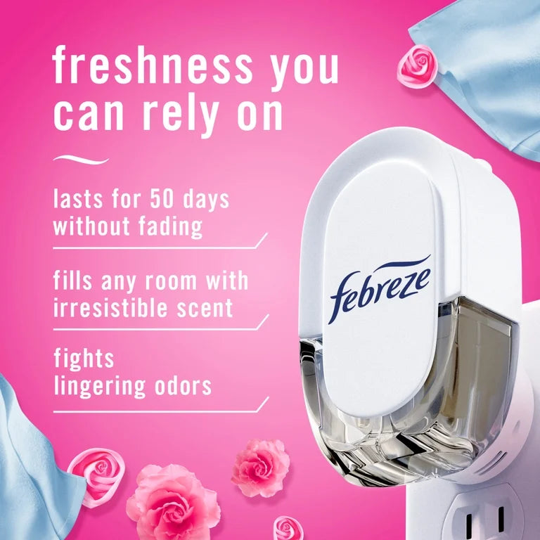 Febreze Plug in Air Freshener Scented Oil Refill, Downy April Fresh, 3 Count