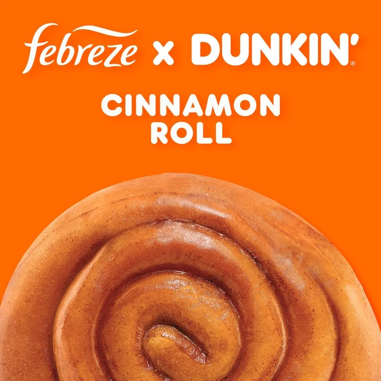 Febreze Plug In Air Freshener, Odor-Fighting Scented Oil Refill, Dunkin' Cinnamon Roll Scent, 2 Refills