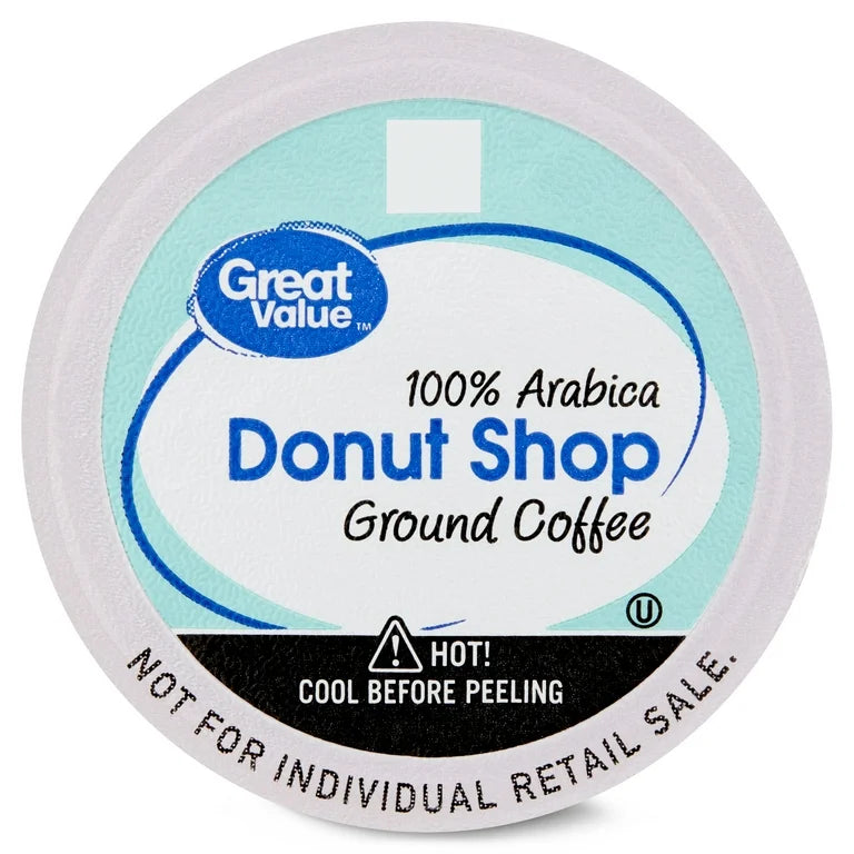 Great Value Donut Shop 100% Arabica Medium Roast Ground Coffee Pods, 48 Count