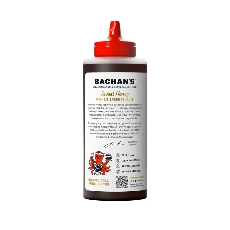 Bachan's Sweet Honey Japanese BBQ Sauce, 17oz Bottle - Bold, Fresh, Umami Flavor