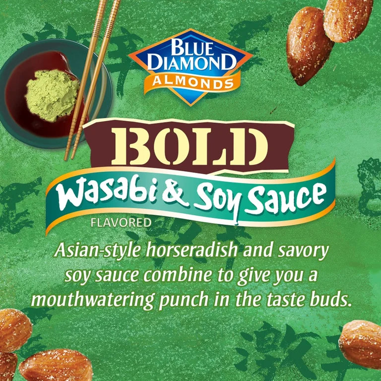Blue Diamond Almonds, Bold Wasabi & Soy Sauce Flavored, 6 oz