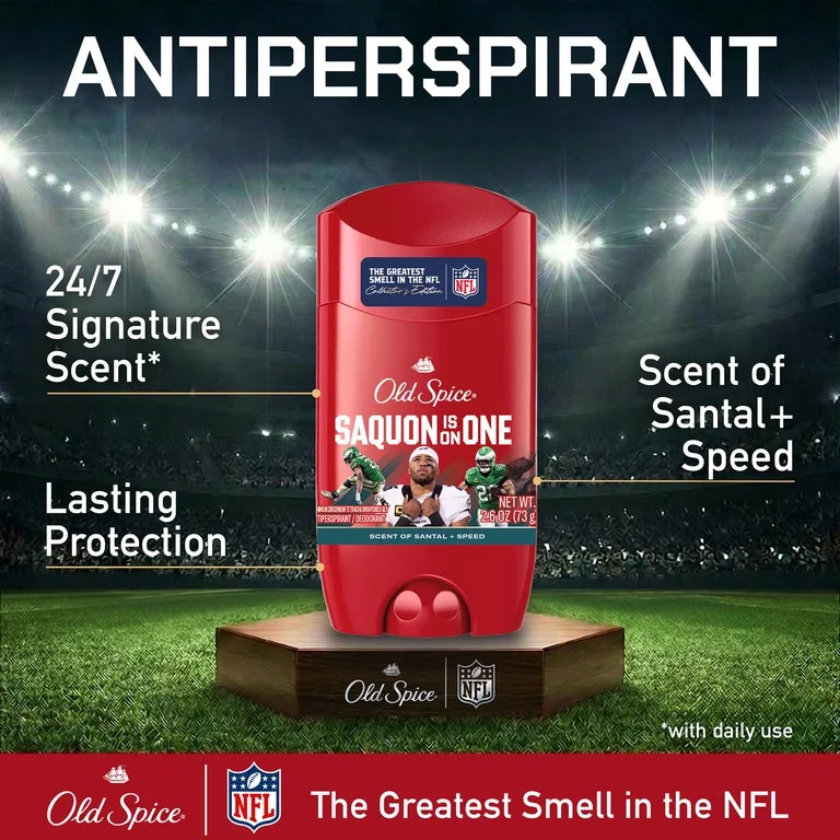 Old Spice Men's Antiperspirant Deodorant, NFL Collection, Saquon Soar, Santal + Speed, 2.6oz