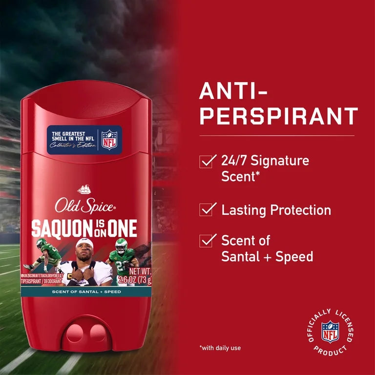 Old Spice Men's Antiperspirant Deodorant, NFL Collection, Saquon Soar, Santal + Speed, 2.6oz