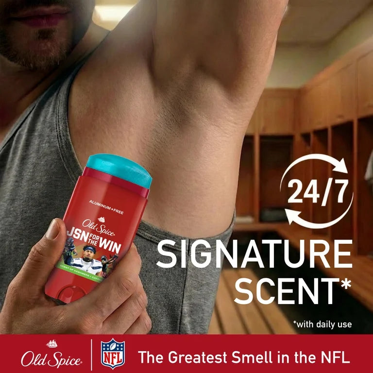 Old Spice Men's Aluminum Free Deodorant, NFL Collection, Jaxon Smith-Njigba, Scent of Cashmere + Catches, 24/7 Signature Scent, Lasting Freshness, 3.0 oz
