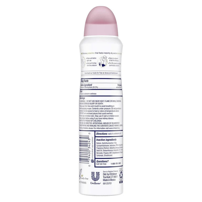 Dove Advanced Care Long Lasting Women's Antiperspirant Deodorant Spray, Revive Pomegranate, 3.8 oz