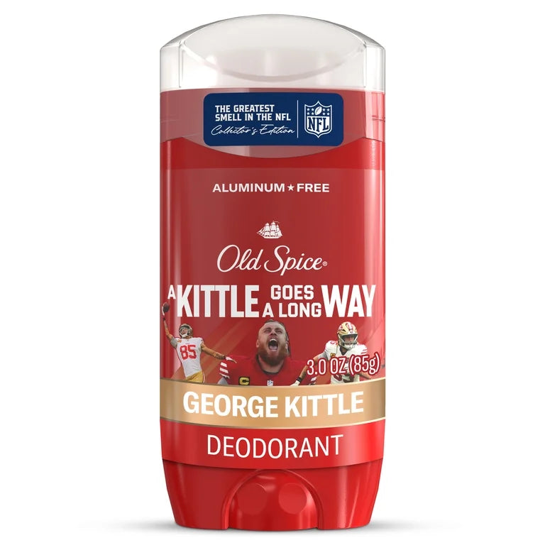 Old Spice Men's Aluminum Free Deodorant, NFL Collection, George Kittle, Scent of Musk + Moving Chains, 24/7 Sweat Protection, Signature Scent, Lasting Freshness, 3.0 oz