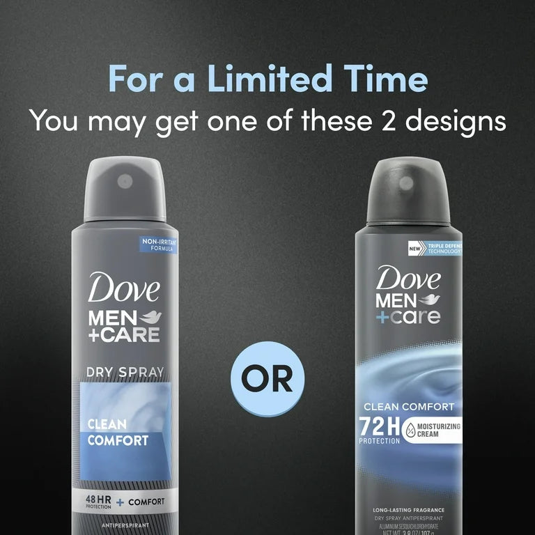 Dove Men+Care Long Lasting Antiperspirant Deodorant Dry Spray, Clean Comfort, 3.8 oz