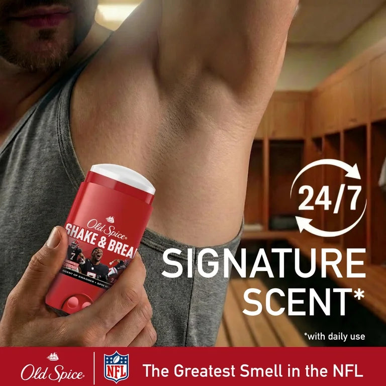 Old Spice Men's Antiperspirant, NFL Collection, Bijan Robinson, Scent of Swagger + Spin Moves, 24/7 Sweat Protection, Signature Scent, 2.6 oz