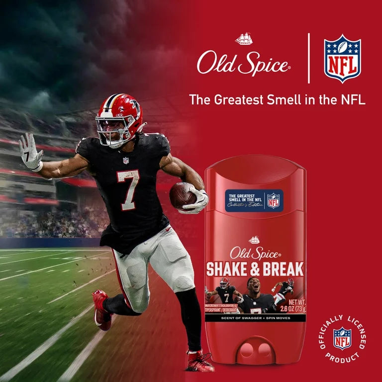 Old Spice Men's Antiperspirant, NFL Collection, Bijan Robinson, Scent of Swagger + Spin Moves, 24/7 Sweat Protection, Signature Scent, 2.6 oz