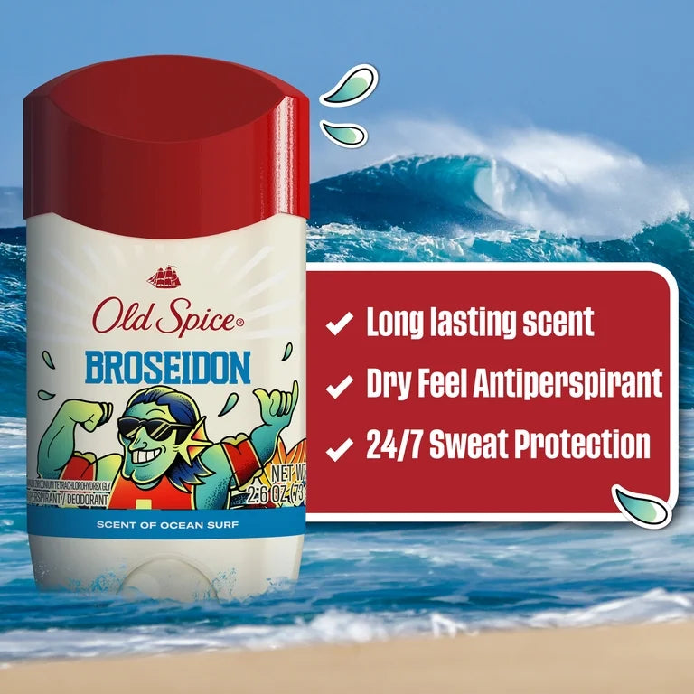 Old Spice Men's Antiperspirant, Broseidon, Scent of Ocean Surf, 2.6oz