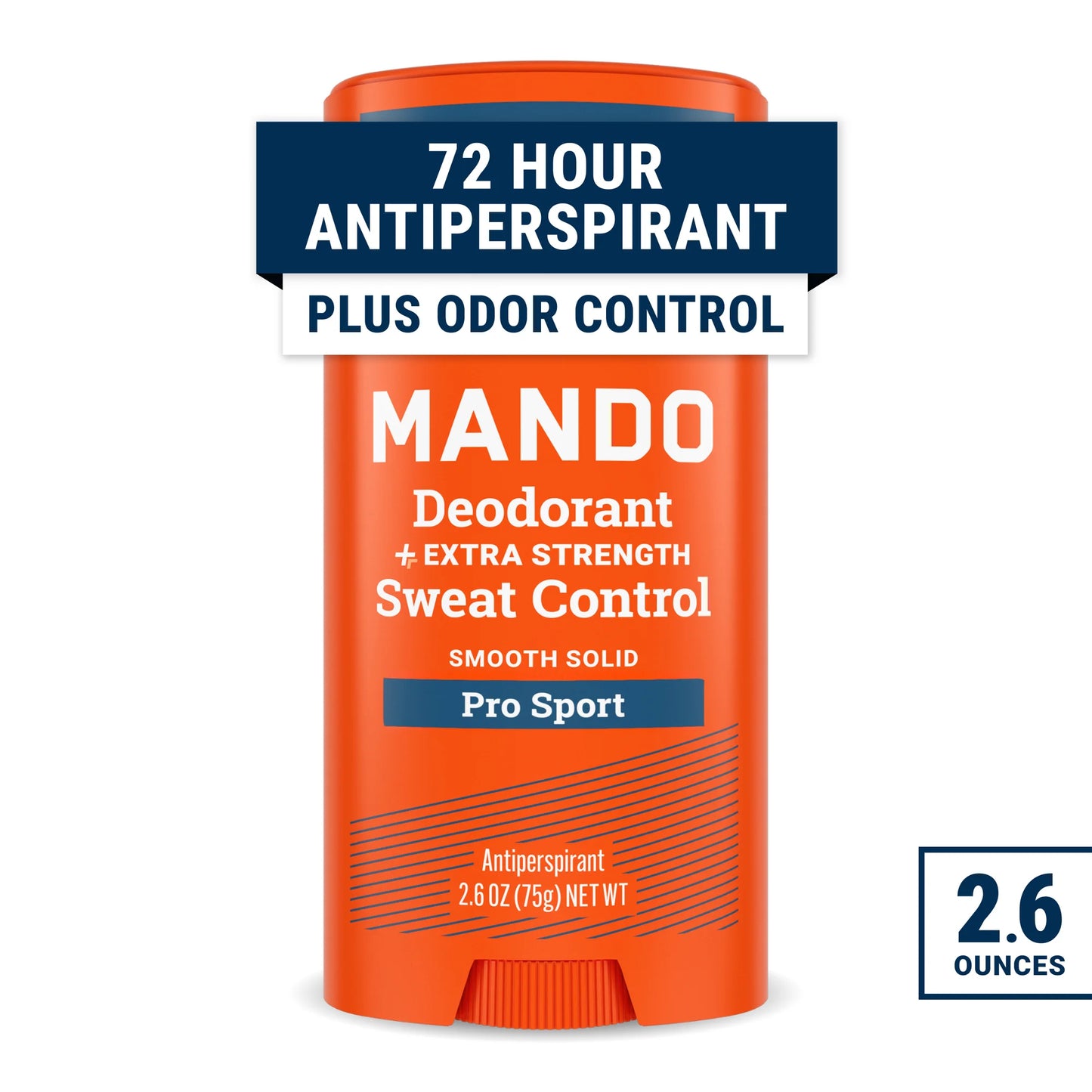 Mando Deodorant plus Extra Strength Sweat Control - Solid Stick Antiperspirant - Pro Sport - 2.65oz