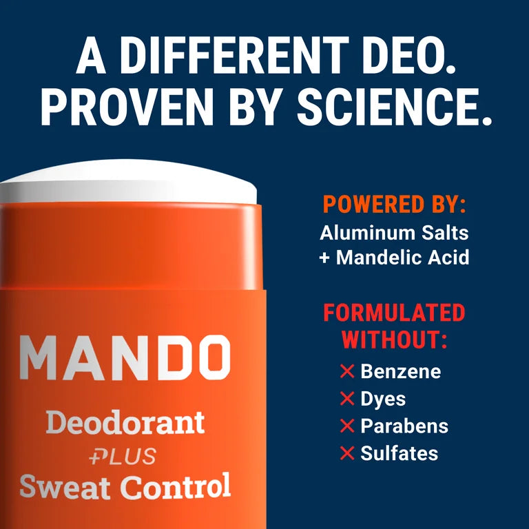 Mando Deodorant plus Extra Strength Sweat Control - Solid Stick Antiperspirant - Pro Sport - 2.65oz