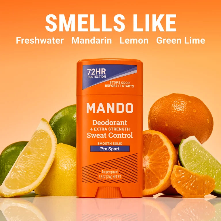 Mando Deodorant plus Extra Strength Sweat Control - Solid Stick Antiperspirant - Pro Sport - 2.65oz