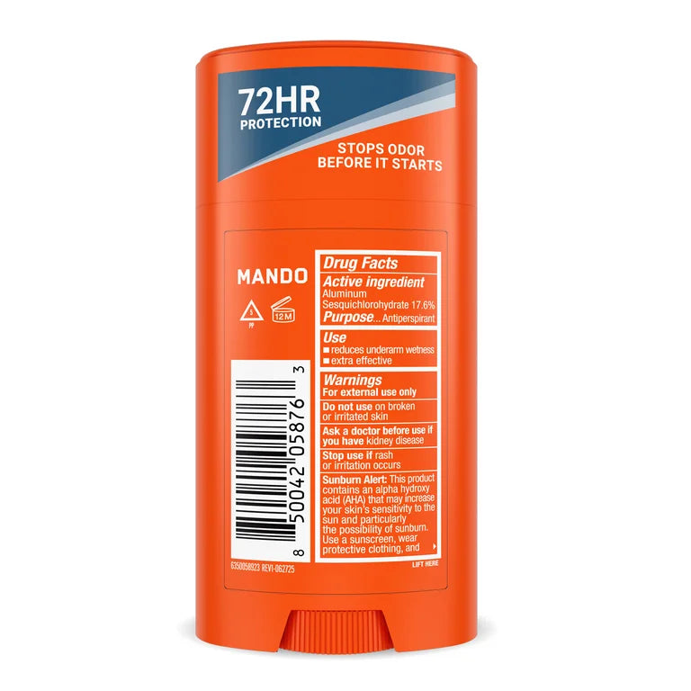 Mando Deodorant plus Extra Strength Sweat Control - Solid Stick Antiperspirant - Pro Sport - 2.65oz