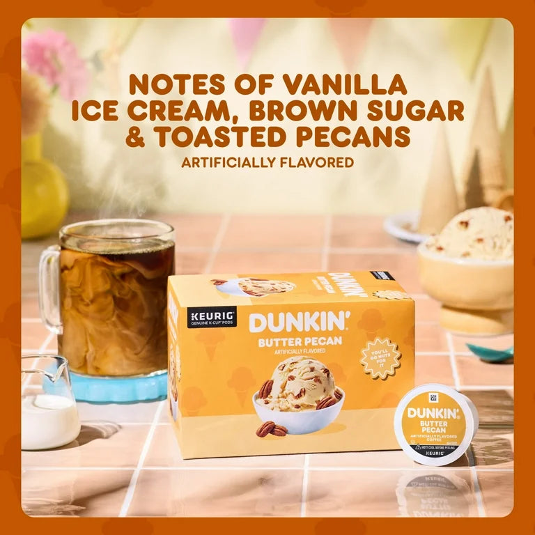 Dunkin’ Butter Pecan Artificially Flavored Coffee, Keurig K Cup Pods, 10 Count Box