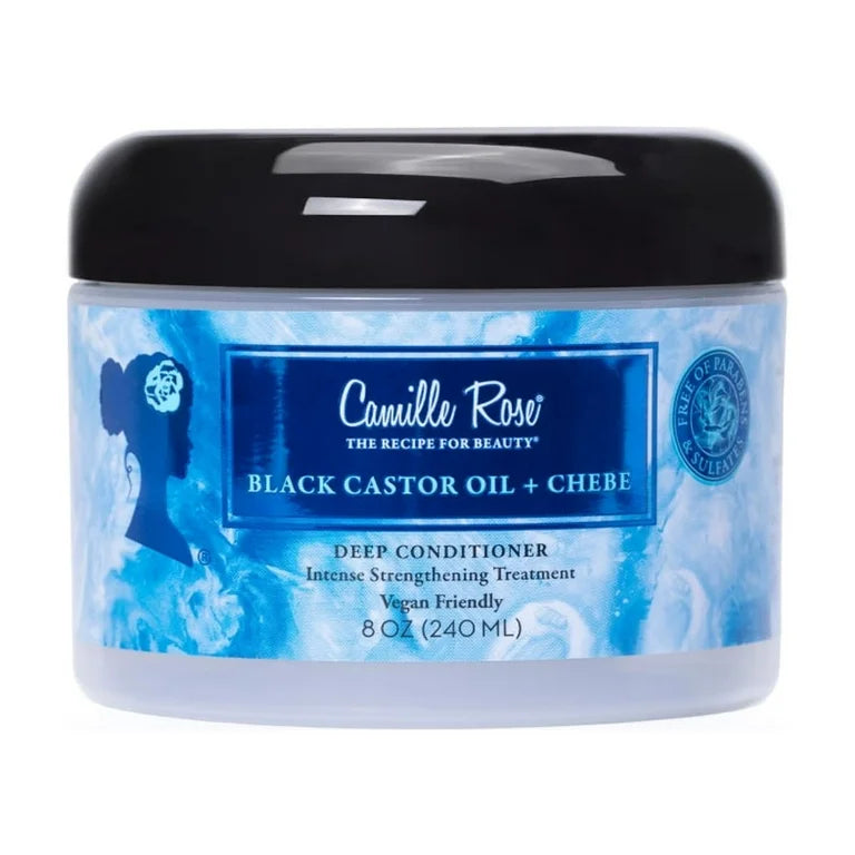 Camille Rose Black Castor Oil & Chebe Strengthen & Replenish All Ages Deep Conditioner with African Chebe & Castor Oil, 8oz