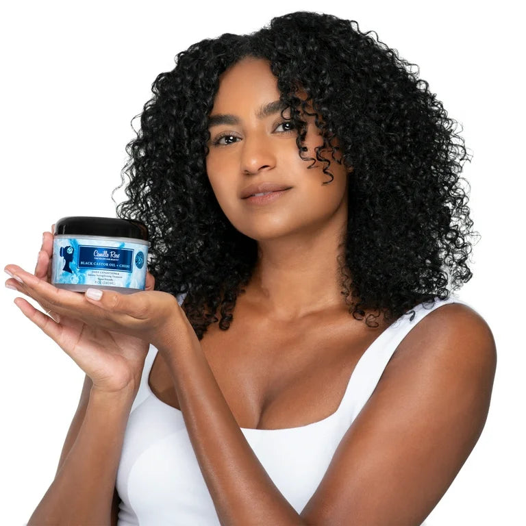 Camille Rose Black Castor Oil & Chebe Strengthen & Replenish All Ages Deep Conditioner with African Chebe & Castor Oil, 8oz