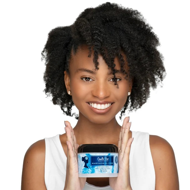 Camille Rose Black Castor Oil & Chebe Strengthen & Replenish All Ages Deep Conditioner with African Chebe & Castor Oil, 8oz