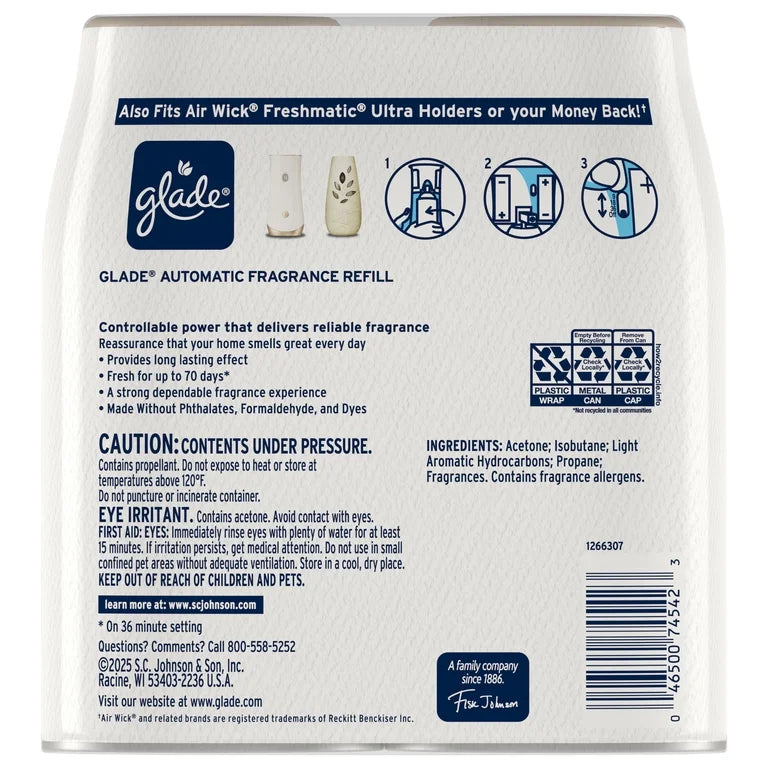 Glade Automatic Spray Refill, Air Freshener, Lavender & Vanilla, 2 Refills
