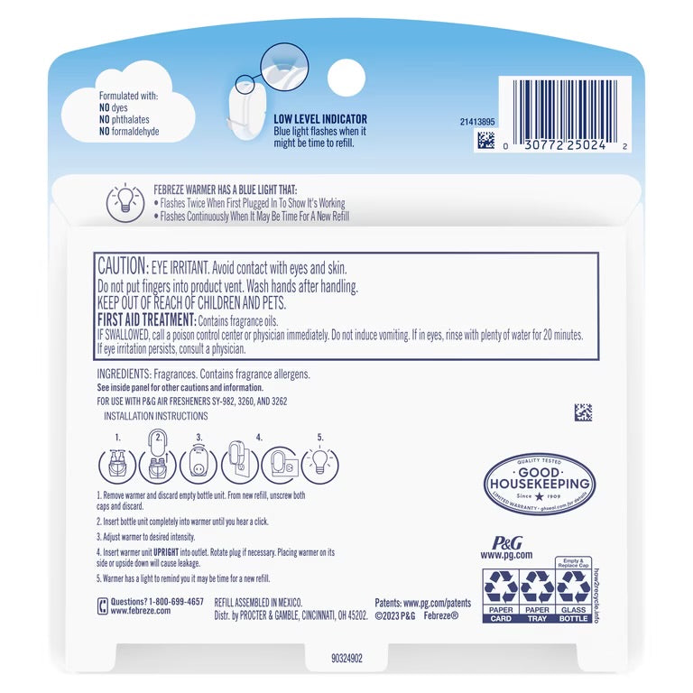 Febreze Plug In Air Freshener, Odor-Fighting Scented Oil Refill, Cinnamon Sugar Cookie Scent, 2 Refills