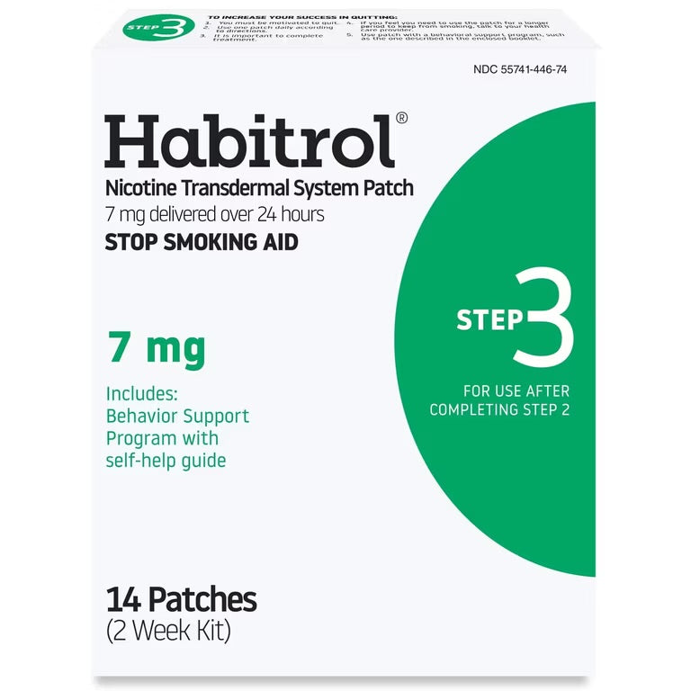 Habitrol Nicotine Transdermal Patch System Step 3, 7 mg, Quit Smoking Aid, 14 Patches