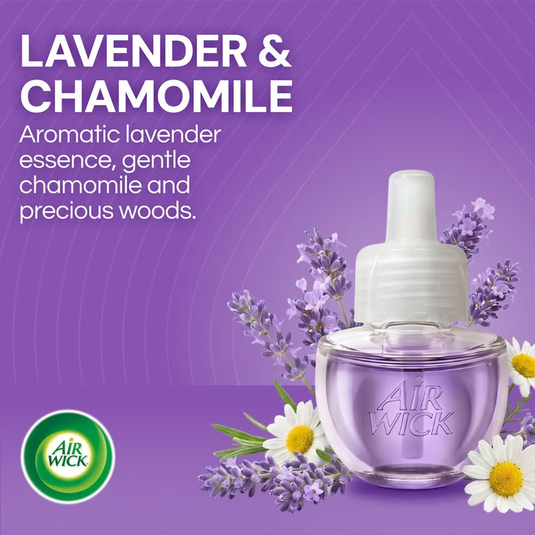 Air Wick Plug-in Fall Scented Oil Warmer Air Freshener Refills, Lavender & Chamomile, 6 Count