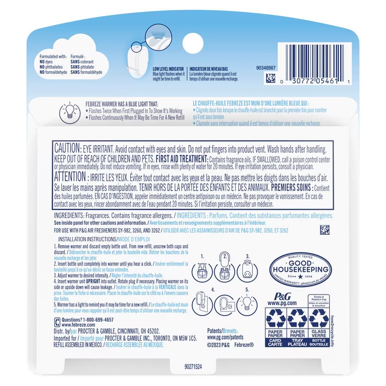 Febreze Plug In Air Freshener, Odor-Fighting Scented Oil Refill, Cozy Campfire Scent, 2 Refills