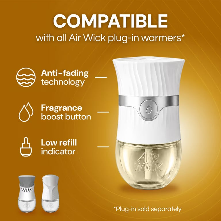 Air Wick Plug-in Fall Scented Oil Warmer Air Freshener Refills, Hazelnut Latte, 4 Count
