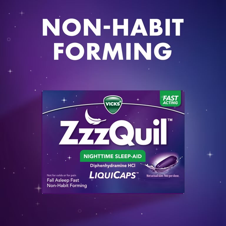 ZzzQuil LiquiCap Sleep Aid, Diphenhydramine 25mg HCl, 48 LiquiCaps